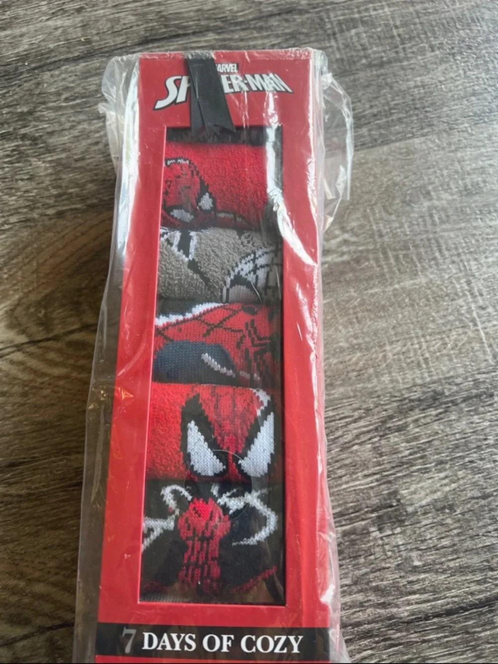 7 Days of Cozy Crew Socks - Spider Graphic, Red & Black